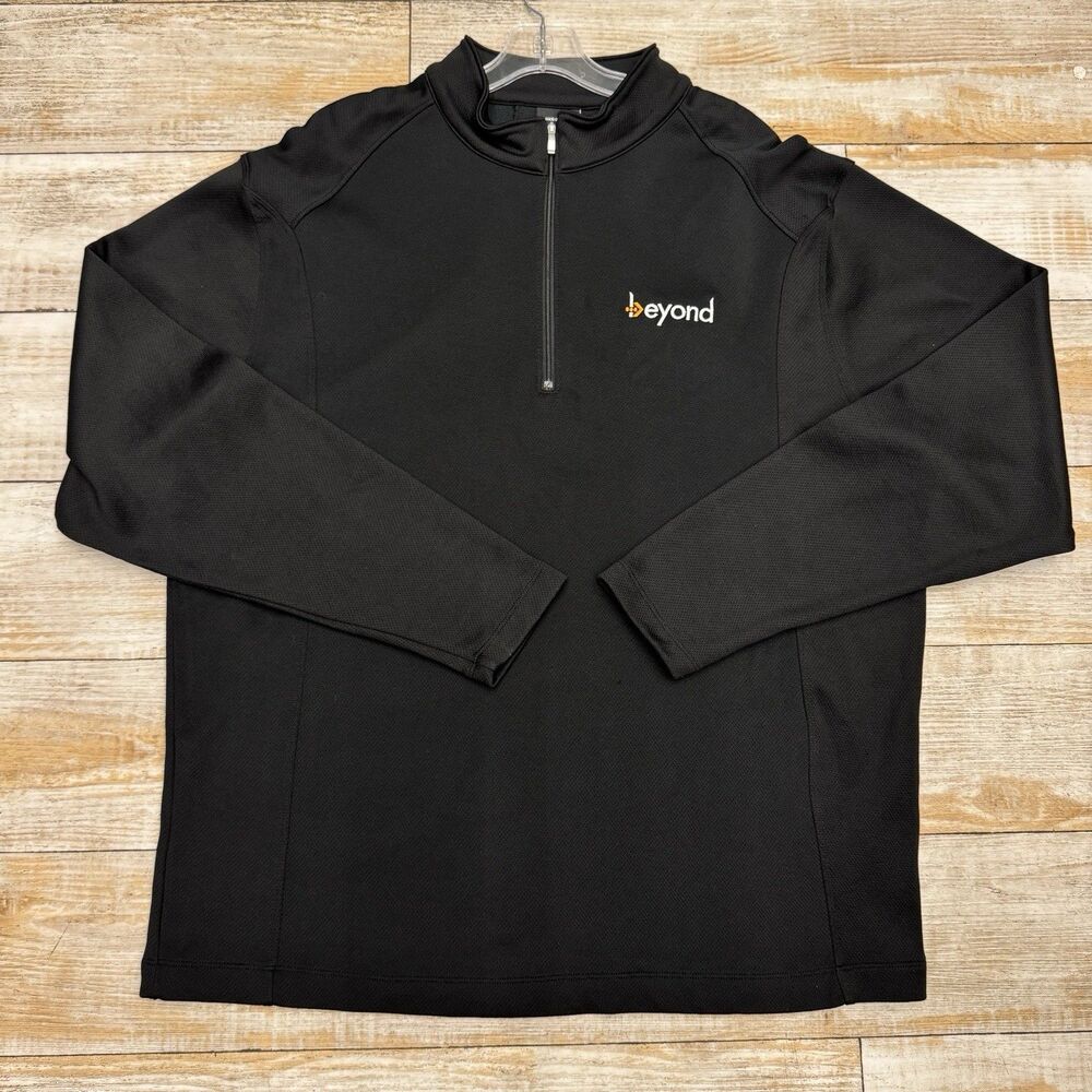 Nike Golf Black XXL 1/4 Zip Pullover Long Sleeve Dry Fit Polo Beyond Logo